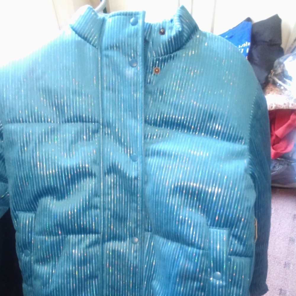 Sparkling Teal Puffer Jacket Girls Small 7/8 NWT